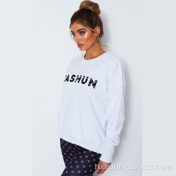 Пользовательский логотип Women Crewneck Blank Sport Crewneck Whotshirt